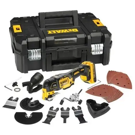 Multi-Cutter DEWALT Sans Fil 18V 2.0Ah Li-Ion Sans Charbons + 32 Accessoires Coffret T-STAK - DCS355D2 1 Multi-Cutter DEWALT Sans Fil 18V 2.0Ah Li-Ion Sans Charbons + 32 Accessoires Coffret T-STAK - DCS355D2